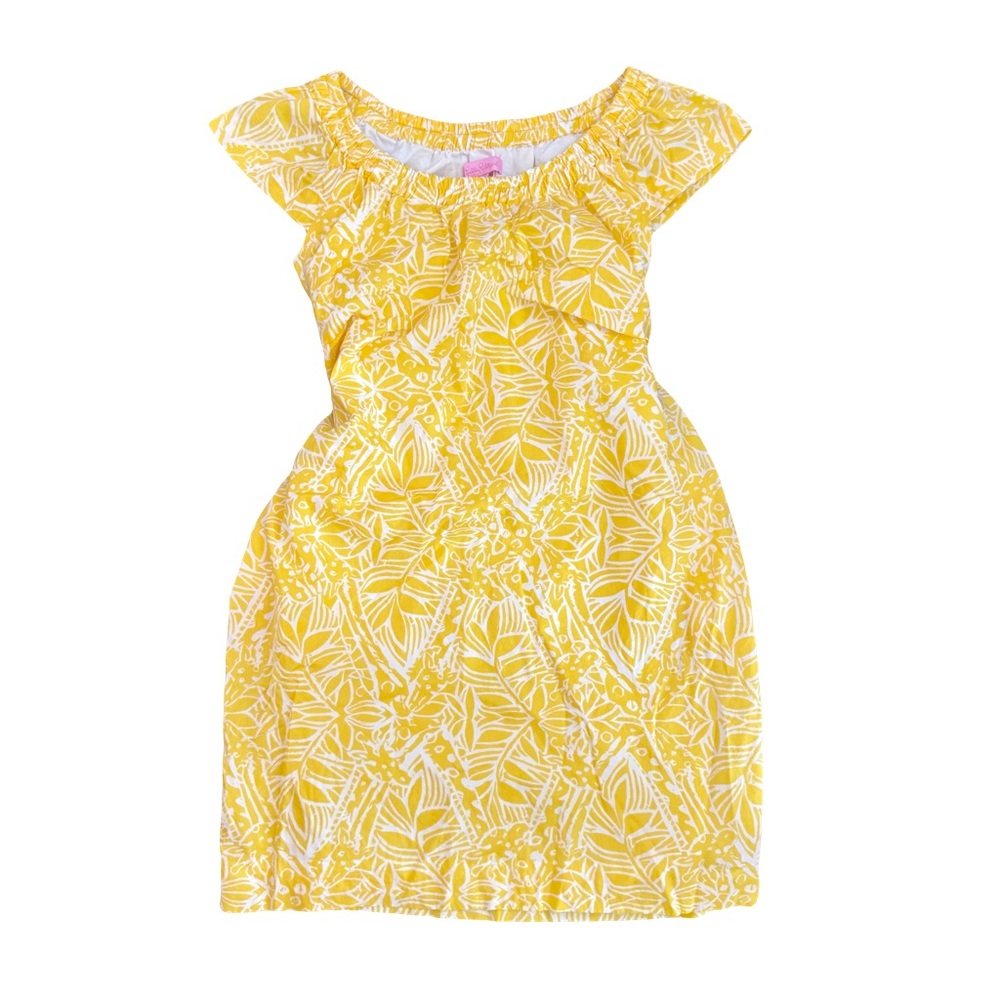 NWOT LILY PULITZER YELLOW FLORAL COTTON MINI DRESS // SIZE XS🌼